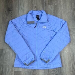 The North Face Womens S Puffer Jacket 550 Goose Down Packable Softshell Blue Zip